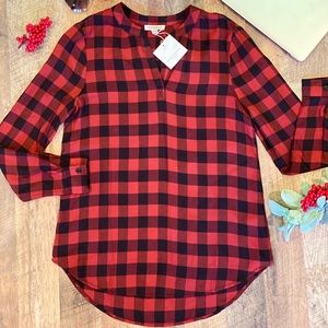 NWT BeachLunchLounge Plaid Top